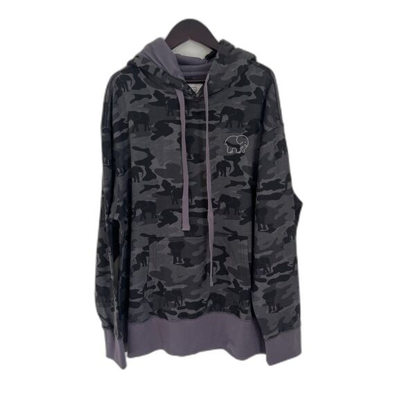IVORY ELLA Limited Edition Women’s Grayscale Camo Elephant Print Hoodie- Medium - Picture 1 of 11